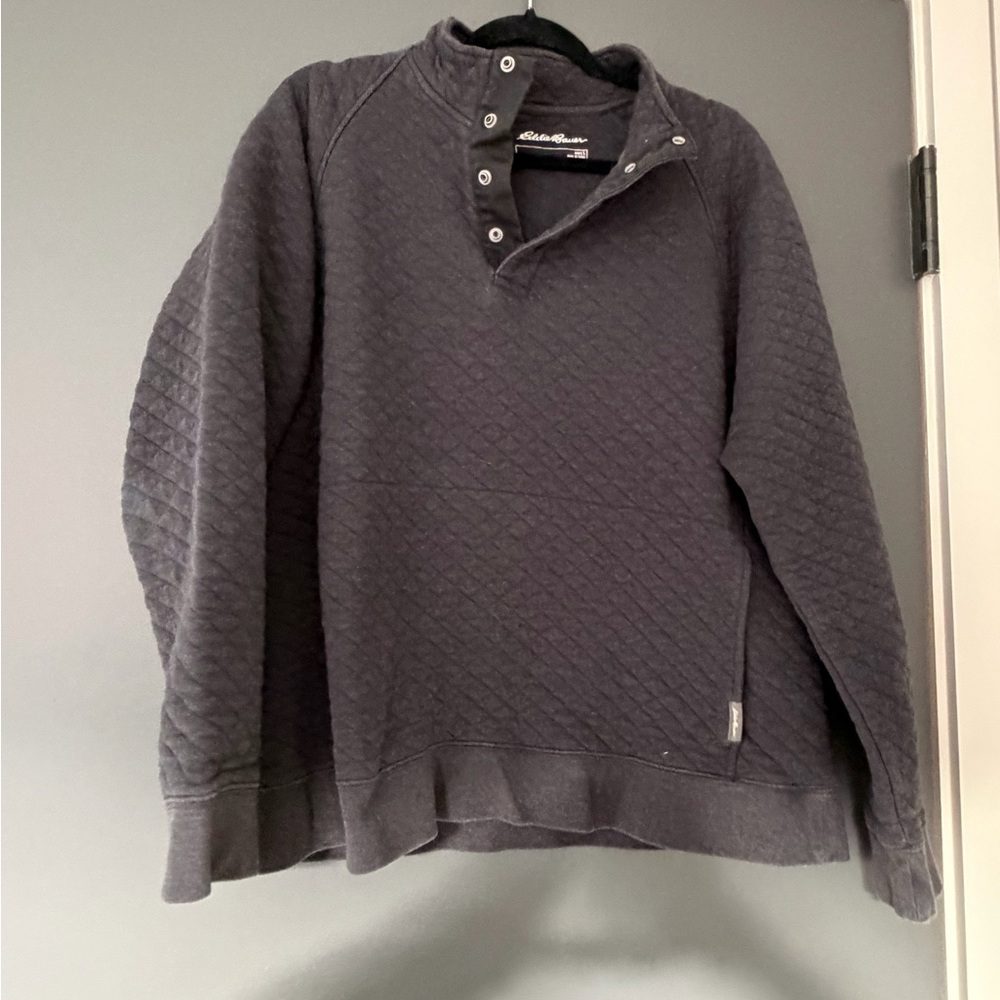 Eddie Bauer Men's Dark Gray Quilted Sweater